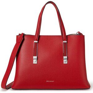 Bolvaint Marielle Tote Red Pebbled Leather Structured Shoulder/Crossbody Bag